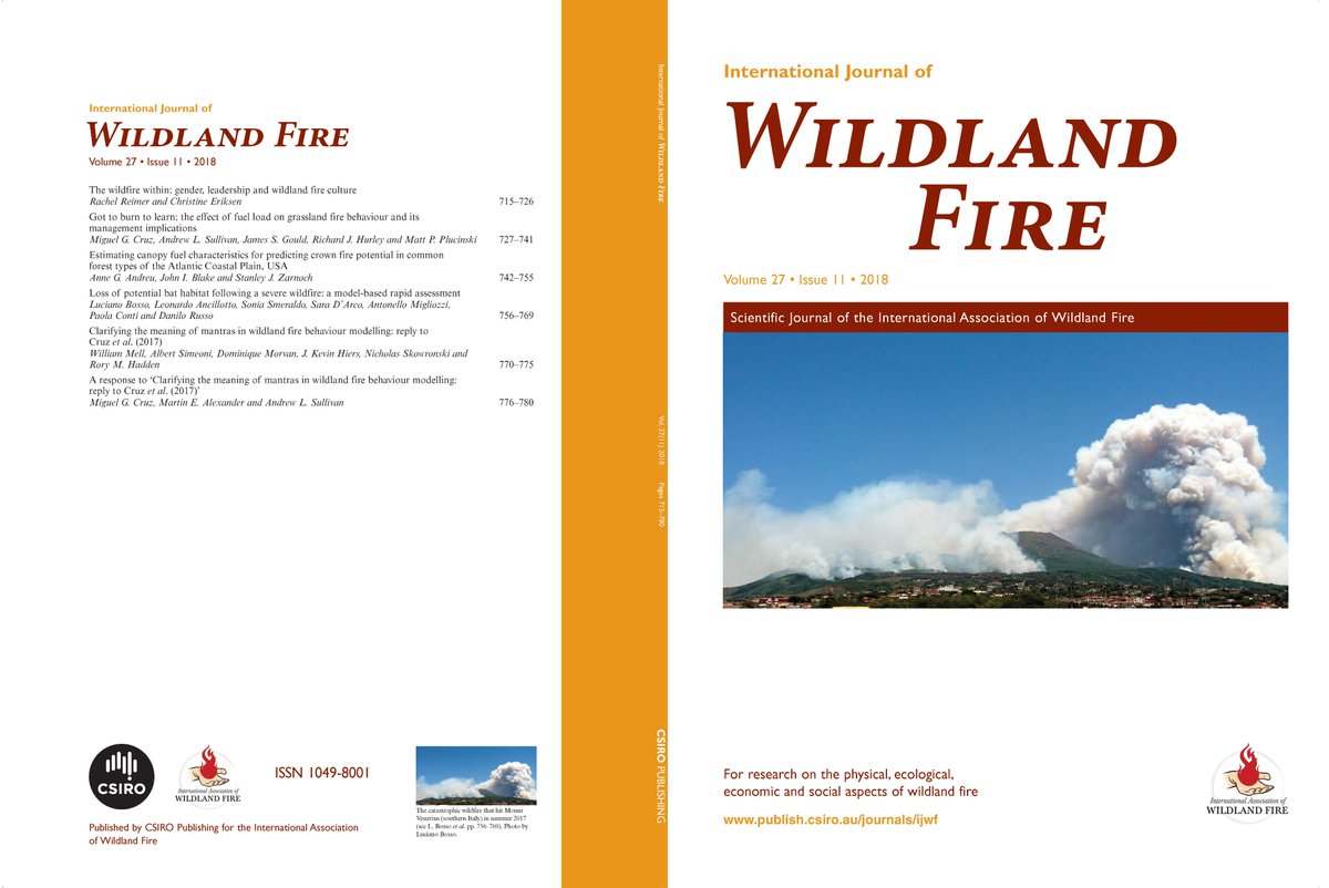 Amazing News! 🎊🎊🎊🎉🎉🎉

Our #ecologicalmodelling study on the potential effect of #wildfire on habitat suitability of #bats 🦇 ,carried out in the @VesuviusPark, obtained the cover page of the November's issue of the #IntlJWildlandFire  

#SDMs #chiroptera #wildlife #ecology