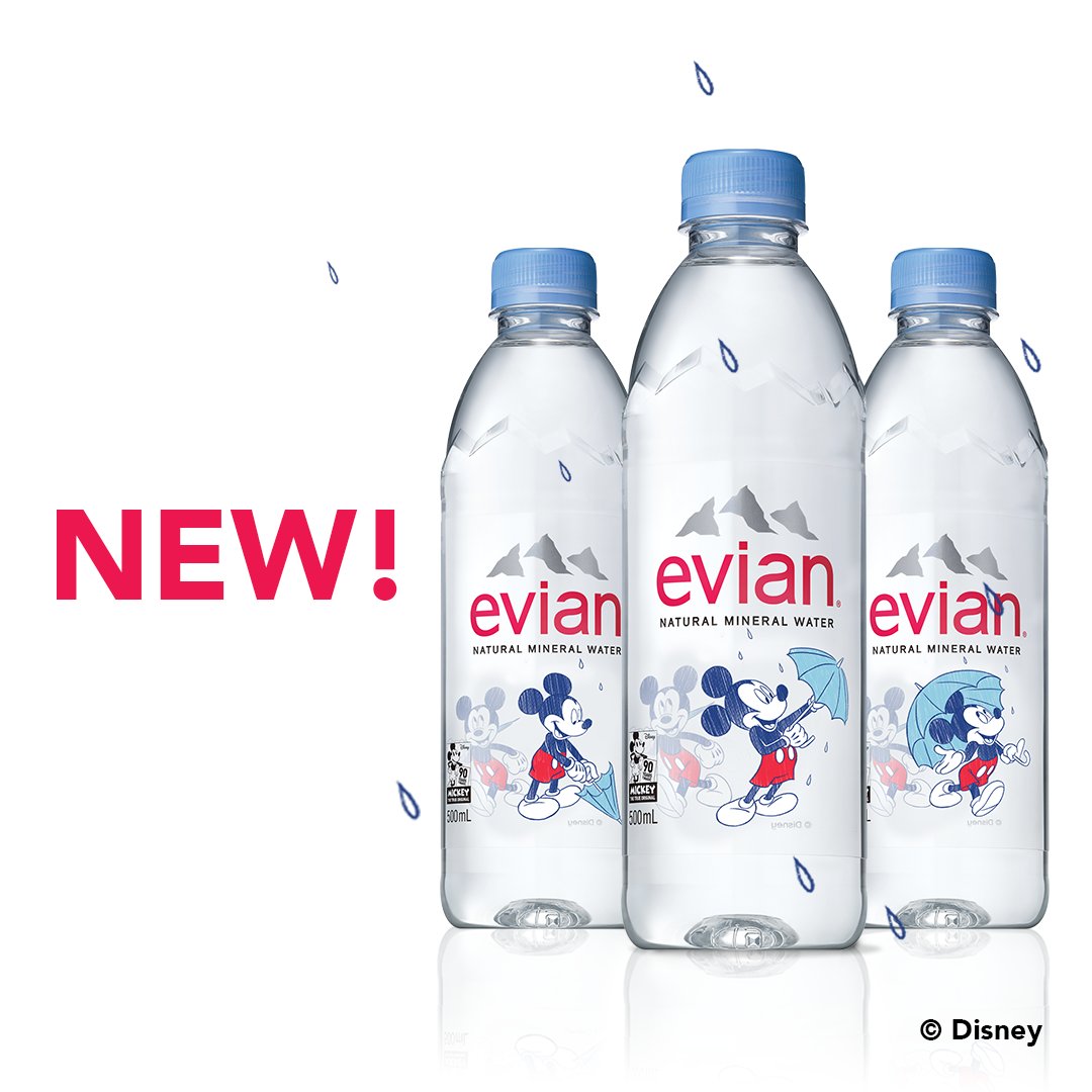 Evian Japan エビアンディズニーデザインボトルが再登場 ディズニー書き下ろしの絵柄は全部で３種類 500mと750mlのボトルで登場するよ どのミッキーもかわいくて全部集めずにはいられない ピュアマジック エビアンディズニーデザインボトル