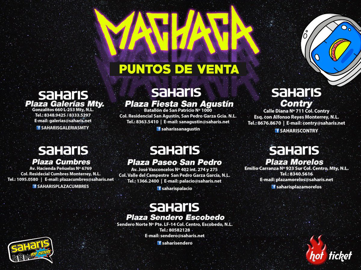 armani_serna's tweet photo. Sucursales @SaharisPopCult en donde pueden comprar boletos de @MachacaFestival  lml https://t.co/NFiXxZ6aGi