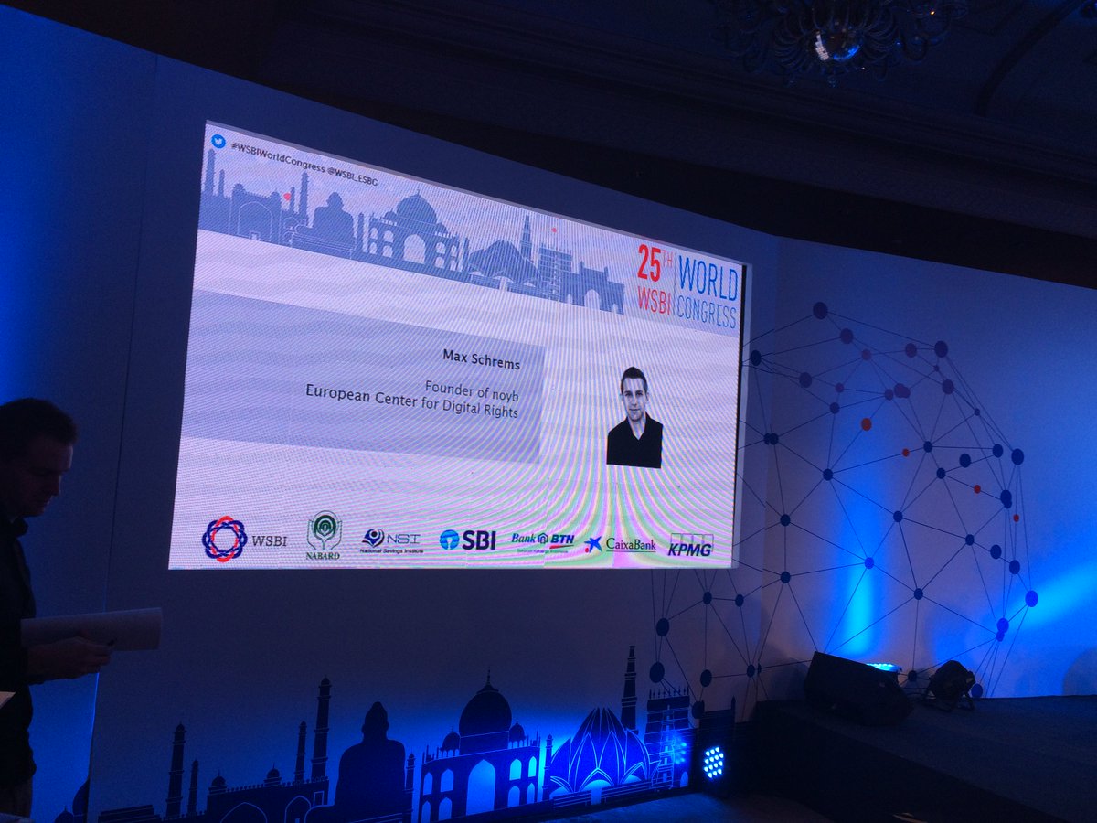 WSBI_ESBG's tweet photo. WSBI welcomes Max Schrems @maxschrems, privacy activist, founder of @NOYBeu – European Center for Digital Rights who kicks off Day 2 of #wsbiworldcongress in New Delhi with the opening keynote: "What happens to my data in this new digital world? https://t.co/j5DjVJqCHv