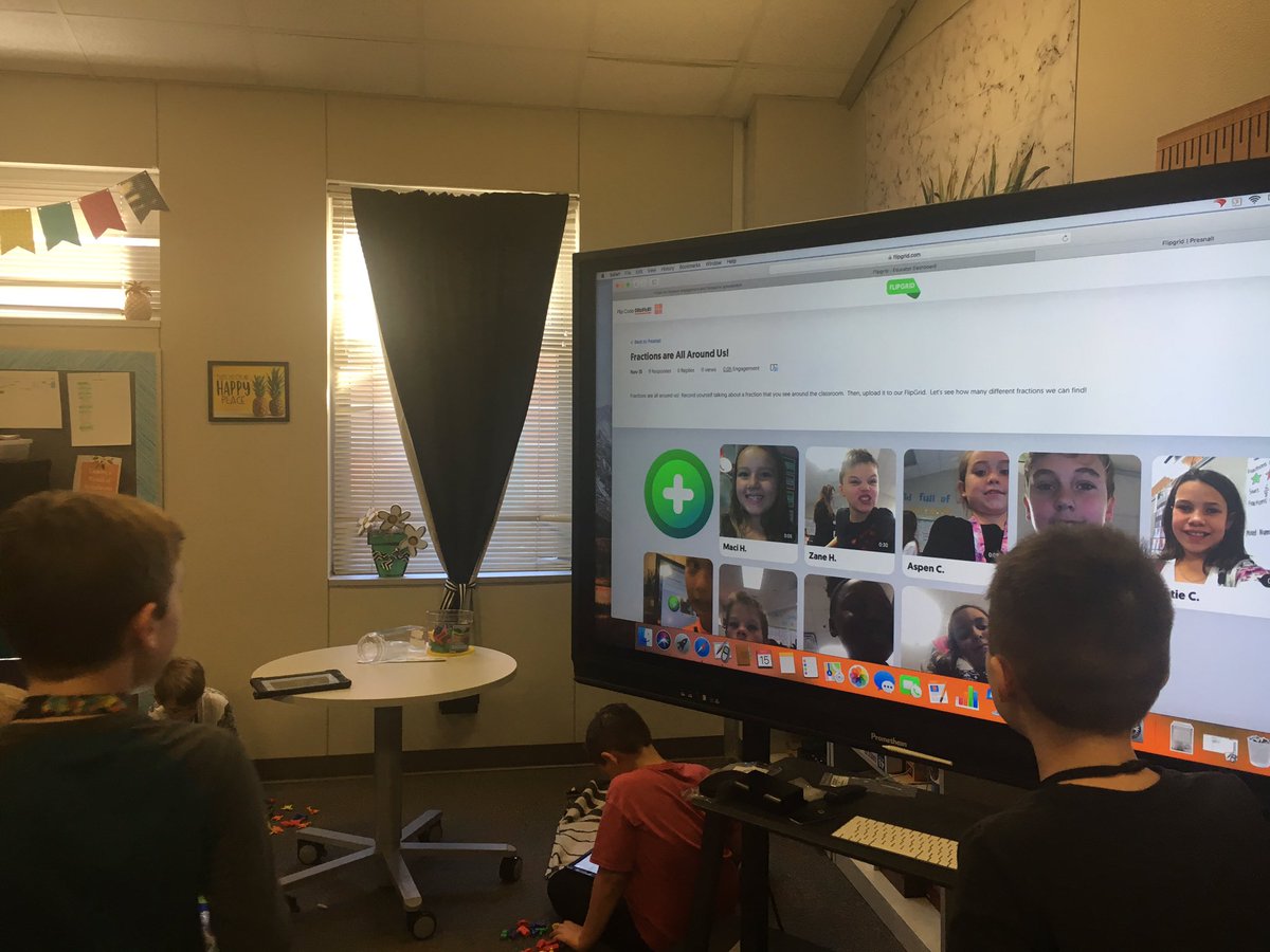 kunnmel's tweet photo. #LBEshowcase @MrsPresnall3rd Students are locating fractions around the room and posting their discoveries to @Flipgrid next they reviewed everyone’s discoveries to kick off their math talks! #misdproud https://t.co/zewBUbaeD0