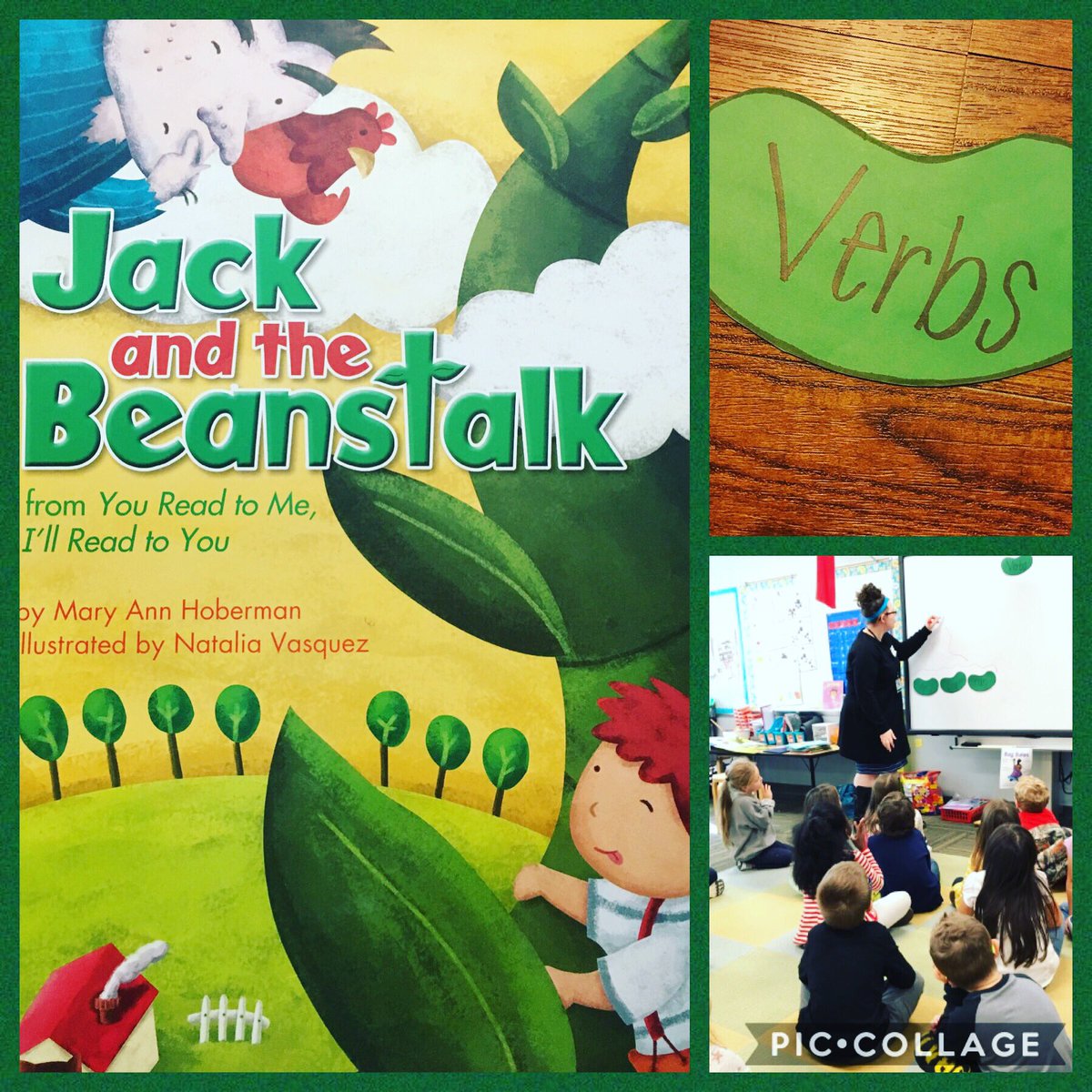 Linds724's tweet photo. Taught my observation class again today!🤗 #Jackandthebeanstalk🌱#verbs #Kindergarten #futureteacherinthemaking🍎#lovethesekids❤️ https://t.co/dlKQuROrb7