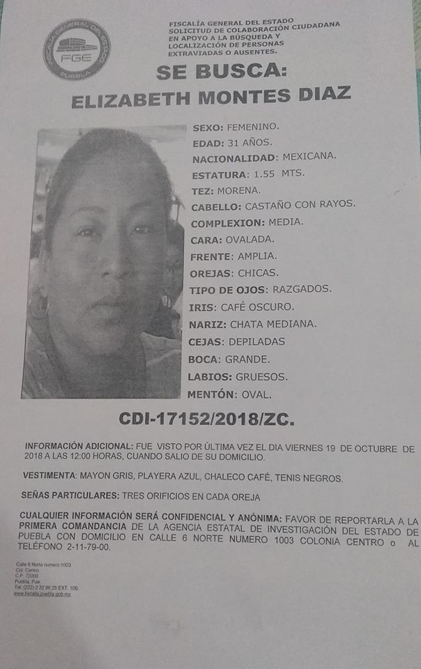 #ReporteSol Ayuda a localizar a Elizabeth Montes desaparecida desde el 19 de octubre pasado.