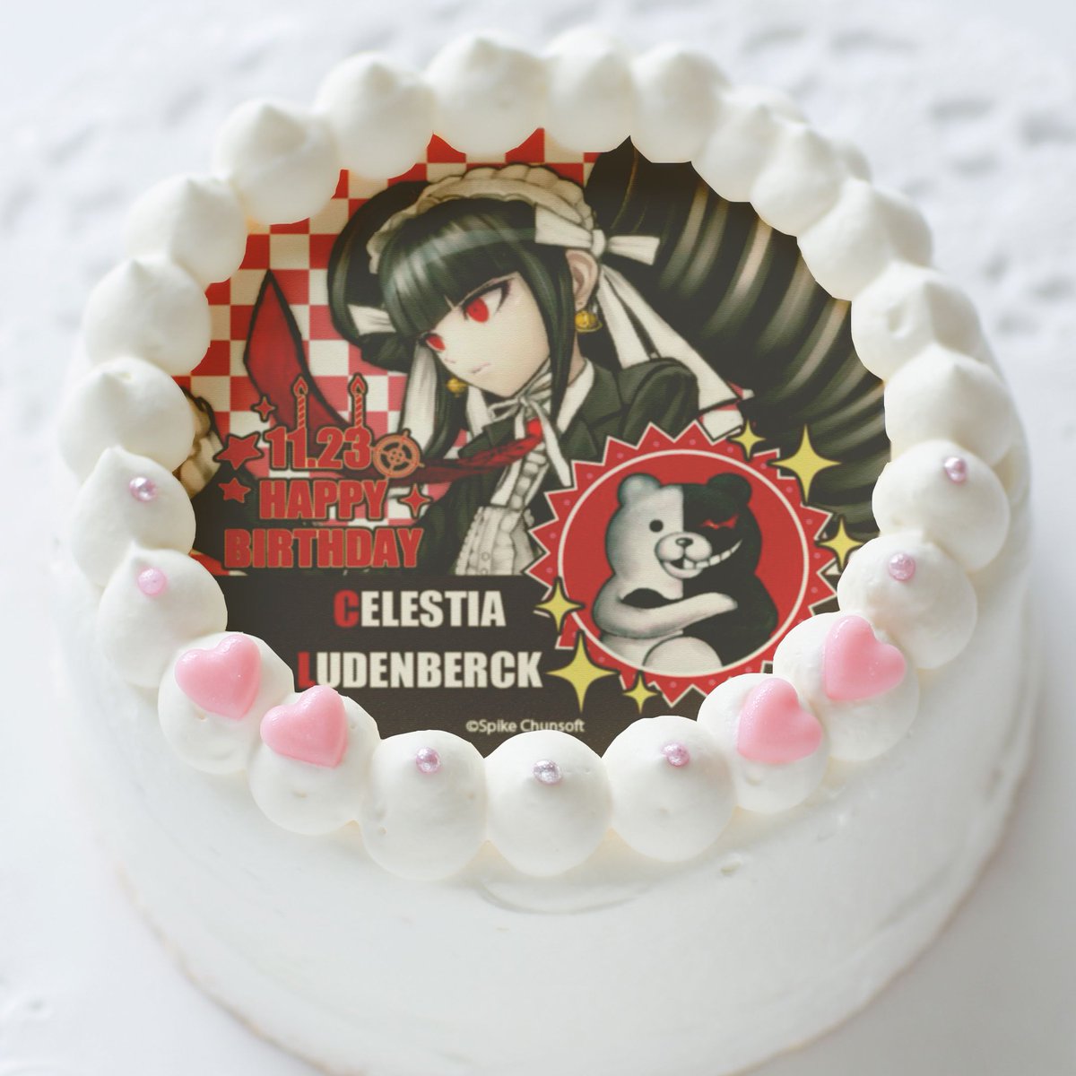プリロール公式 キャラケーキ マカロン Pa Twitter 11月23日は ダンガンロンパ の 超高校級のギャンブラー セレスティア ルーデンベルク さんのお誕生日 缶バッジ付きバースデースイーツが好評発売中です 本日中までのご注文 でお誕生日当日の 11 23にお