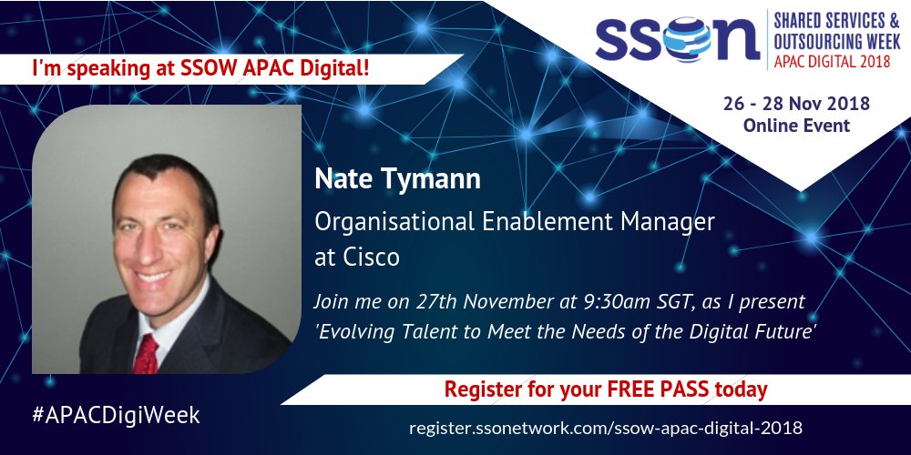 Join Nate Tymann, Organisational Enablement Manager <a href="/Cisco/">Cisco</a> on 27th Nov for his session on ‘Evolving #Talent to Meet the Needs of the #Digital Future’ during #APACDigiWeek. Register your #free place here >> bit.ly/2TaHrd8 | #APAC #OnlineEvent #DigitalFuture