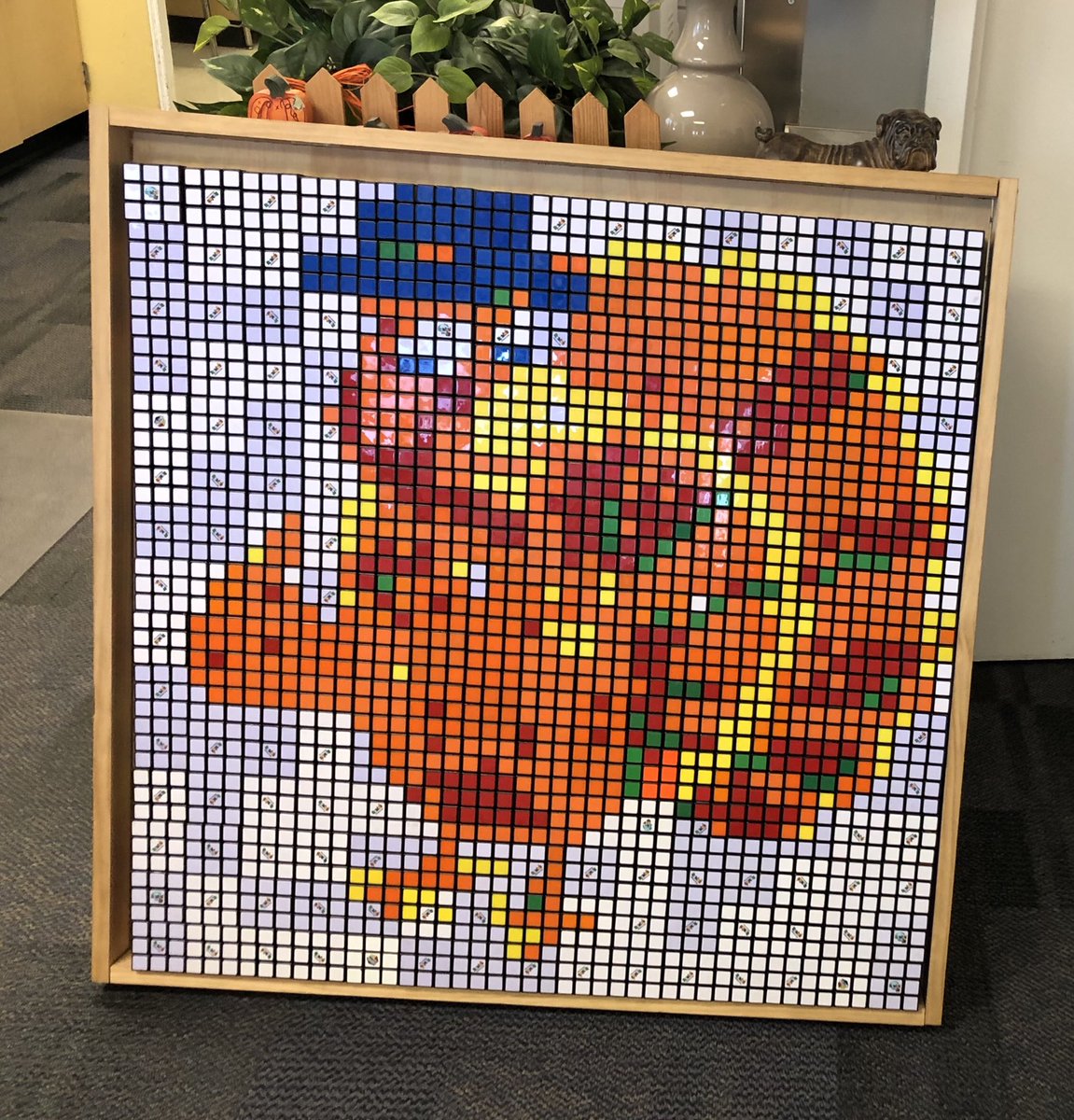 Agonzales_cjusd's tweet photo. Happy Thanksgiving from the 5th graders of McKinley Elementary. My 5th graders develop their own template using 225 Rubikโs Cubes. https://t.co/Tfr9hAiAWM