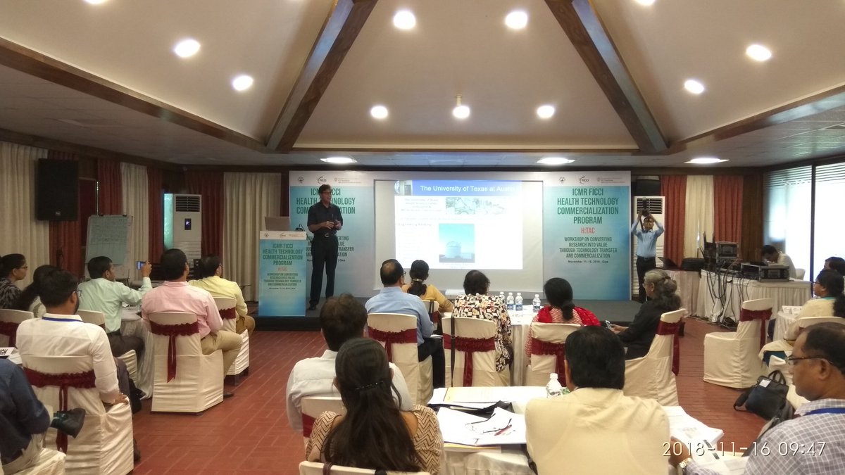 santoshshevade's tweet photo. Jim Vance from @IC2Institute @UTAustin kickstarting the final day of @ICMRDELHI -@ficci_india workshop on 'Converting Research into Value'; we at #Sineflex are the training partners for this workshop. https://t.co/wjAQC1M7Q2