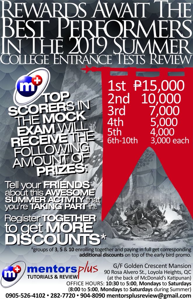 Mentorsplus's tweet photo. We are now accepting inquiries and registrations for the Summer 2019 CET Review. Please help us spread the word. Thanks, @Mentorsplus babies! #upcat #acet #dcat #ustet #review https://t.co/lBlA5Ve0Xr