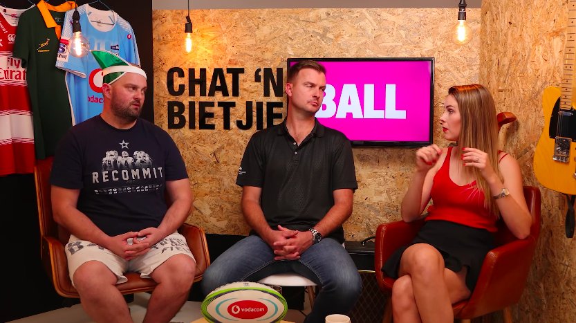 VodacomRugga's tweet photo. This is why we love Friday mornings 😀 Do you agree with their choice for this week's #Varkhart? WATCH episode 13 of Chat ‘n Bietjie Ball here: https://t.co/kXawE6VhvE https://t.co/z9vxc1NCa5
