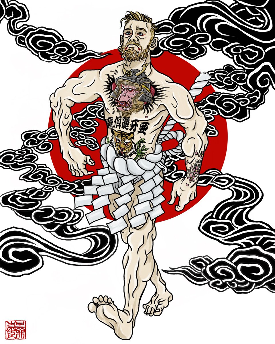 961taka Conor Mcgregor 和彫りver Conormcgregor Mmalife Mcgregor Ufc Ufcfighter Ufcfightnight Mmamemes Mma コナーマクレガー マクレガー 浮世絵 Ukiyoe イラスト Illustration Painting Drawing Anime Character Sketch 描いて