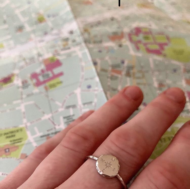 kareConnection's tweet image. Love my new ring from @puravidabracelets! It’s helping with the #travelplans.  #exploretosee #adventure #maps