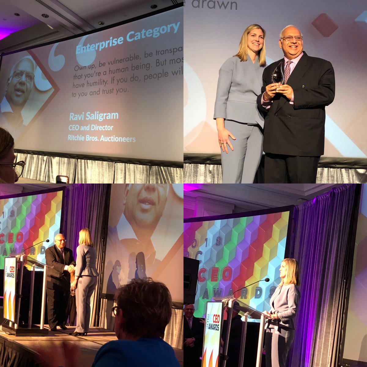 EarlFlormata's tweet photo. Ravi Saligram CEO and Director Ritchie Bros Auctioneers #BCCEO2018 Enterprise Category https://t.co/hu3RKRjTEX