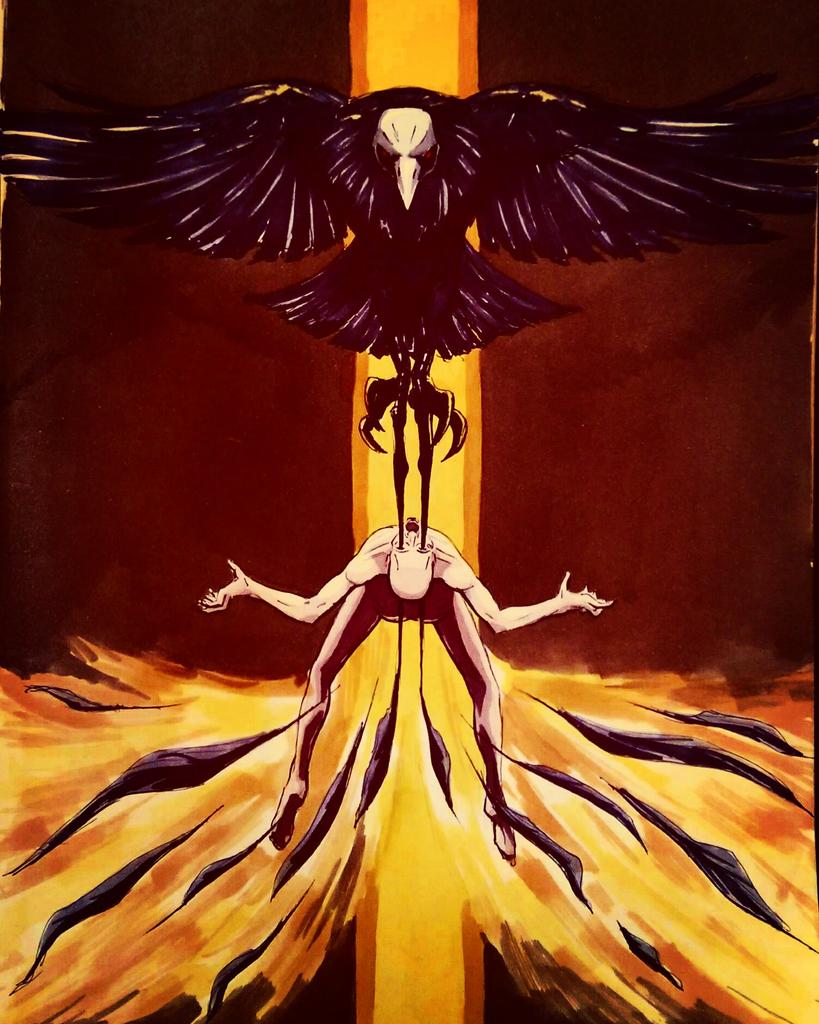 AdrinGiulio's tweet photo. Damn birds, poking out eyes #bird #crow #raven #dead #man #pose #skull #wings #colour #comic #drawing #sketch https://t.co/XmBzL8LBZA