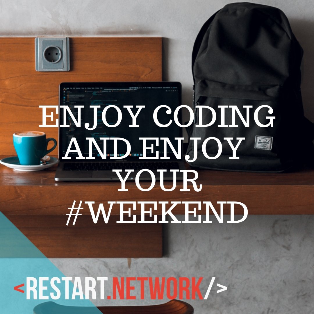 The weekend is finally here. Keep working to reach your goals. Remember, if you love what you do, you will do it at any point during the week.

#Javascript #typescript #react #vuejs #webdevelopment #webdeveloper #angular #webdesigner #html #html5 #programming #css #css3 #js