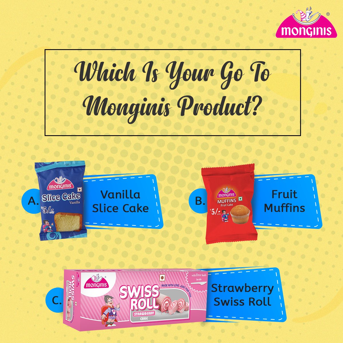 MonginisIndia's tweet photo. On busy days, make sure you carry a quick snack in your bag so you can beat the hunger on the go! Stock up on Yummy Monginis goodies today: https://t.co/Jq4SmF8JFW
#Monginis #Cake #desserts #Pastry #Monday #muffins #SliceCakes #SwissRolls https://t.co/cUohzl5F6b