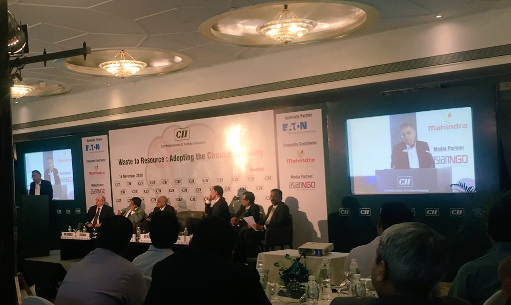 smarterdharma's tweet photo. We are at the @CIIlive conference - Adopting the #CircularEconomy in Mumbai.. itβs good to hear talk about reducing #resourceintensity and lessons for India from the world. https://t.co/wIq6wIi3LL