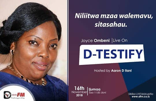 Dfm_Tz's tweet photo. Je, umewahi kudhani ya kwamba watu wote wanaokuzunguka ni adui zako, lakini amini siku zote Mungu ana kusudi na wewe. Joyce Ombeni anatupa ushuhuda leo jioni katika D-Testify. Sikiliza kupitia https://t.co/jKJy1iGalA
#dfmtz #testimonials #faith #life #believe #God #Tanzania https://t.co/7W4BIhuTLs