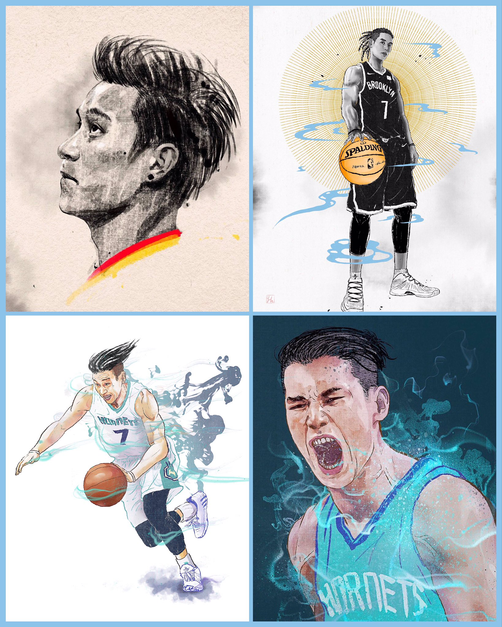 Yu Ming Huang 黃昱銘 Congrats Jlin7 For Getting His 5000 Points As A Nba Player Atlhawks Atl Jeremylin Atlanta Portrait Hawks Newyork Atlantahawks Nba Sport Illustrator Illustration Art Artist Portrait Artdirection