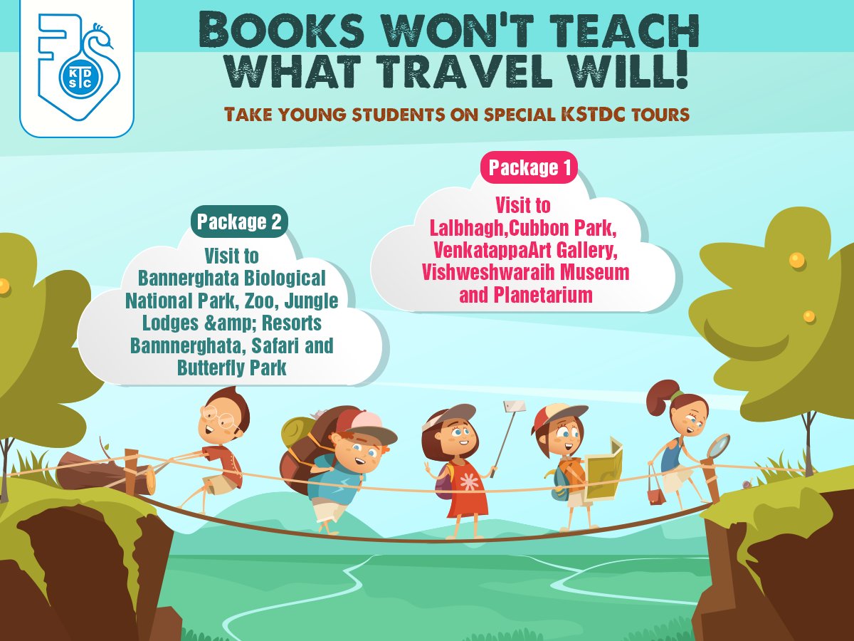 kstdc's tweet photo. Organize a special one day tour for primary students of your school with KSTDC. Give them an experience to remember.
For details, visit: https://t.co/TapvCIu7eY
@KarnatakaWorld @incredibleindia @Official_IATO #Karnataka #StudentPackage https://t.co/n0b2MD35SK
