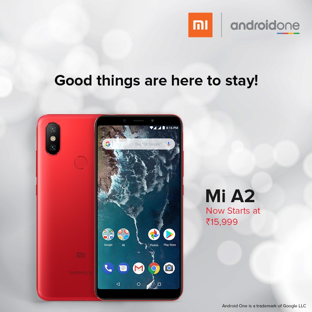 manukumarjain's tweet photo. 2nd big news of #Super3! 🎉

To celebrate No. 1 position for 5 Qs, we are dropping prices of 5 phones by ₹1000!
* Redmi Y2 (4+64): ₹11999
* RN5Pro (4+64): ₹13999
* RN5Pro (6+64): ₹15999
* Mi A2 (4+64): ₹15999
* Mi A2 (6+128): ₹18999

#HonestPricing #1SmartphoneBrand (2/2) https://t.co/DD7f4ckq6Q