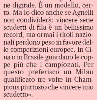 Giovanni Capuano (@capuanogio) on Twitter photo 2018-11-16 06:17:35 La tesi di #Scaroni un po estrema: meglio qualificarsi tre volte in #ChampionsLeague che vincere lo scudetto. Per carità, dal punto di vista economico può anche essere corretto, ma può il calcio italiano avere un club come il #Milan che ragiona così? (#gds) La tesi di #Scaroni un po estrema: meglio qualificarsi tre volte in #ChampionsLeague che vincere lo scudetto. Per carità, dal punto di vista economico può anche essere corretto, ma può il calcio italiano avere un club come il #Milan che ragiona così? (#gds)