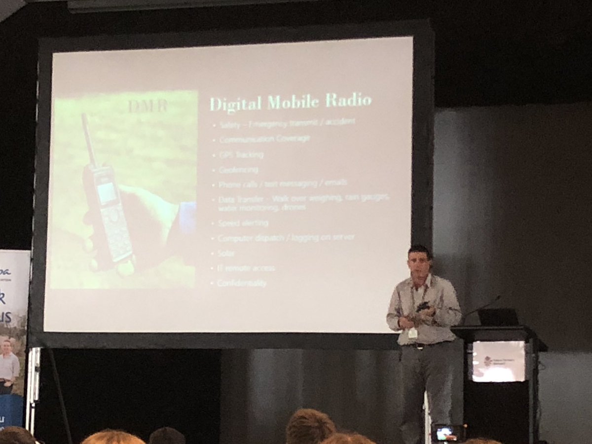 Aglive02's tweet photo. Rick Ford of Hancock Ag - Digital Mobile radio’s providing practical innovation for efficiency, safety and more for the operations in remote Aus! #YBPF2018 https://t.co/gkf7ydI9ha