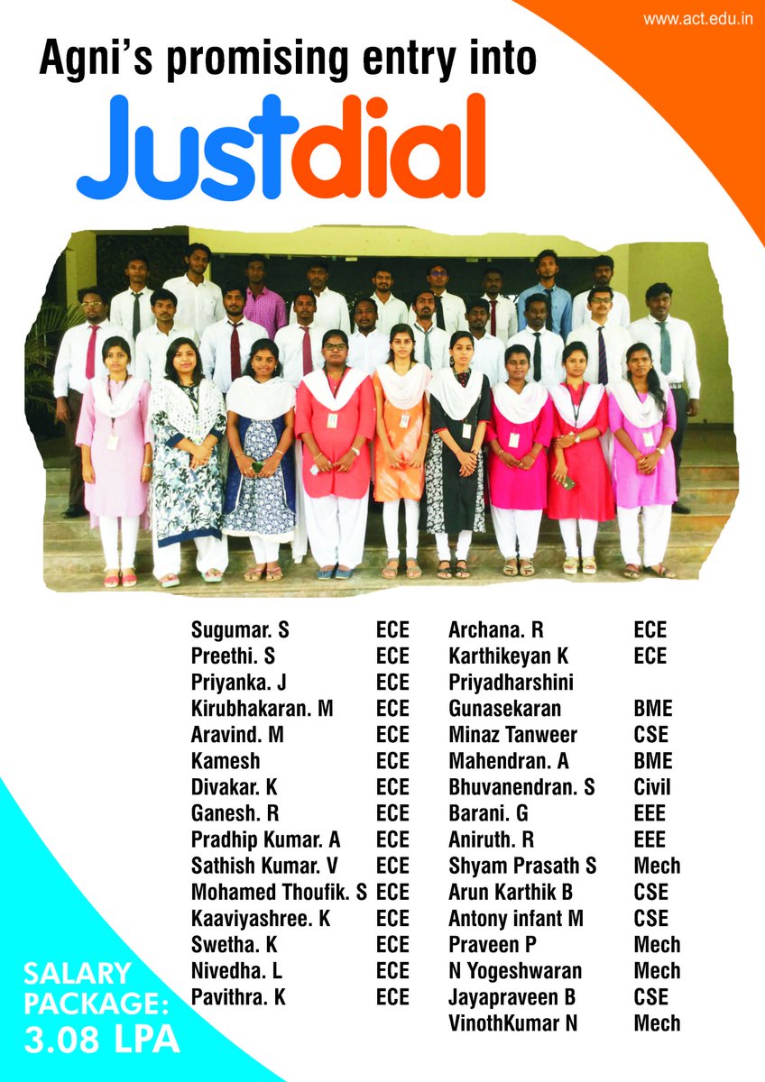ActAgni's tweet photo. Thank you Justdial for your recruitment 2018! Kudos placement team. #placement #job #jobfair #placement2018 https://t.co/z3Bah6dKAS