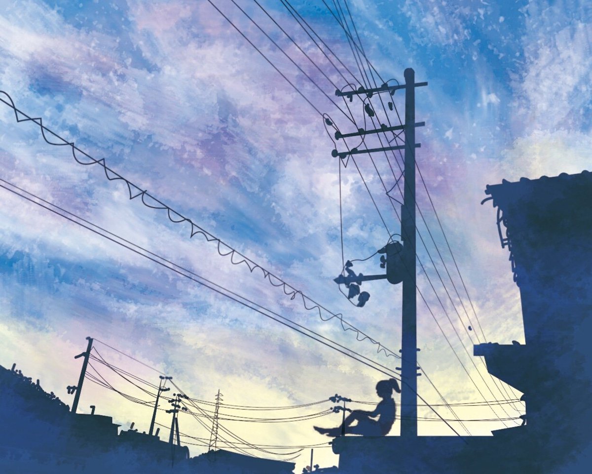 みやはらいしこ 夜になる少し前の外 空が綺麗な色になって夜を待つ Illustration イラスト 夕暮れ 夕焼け 空 夜 デジタルイラスト