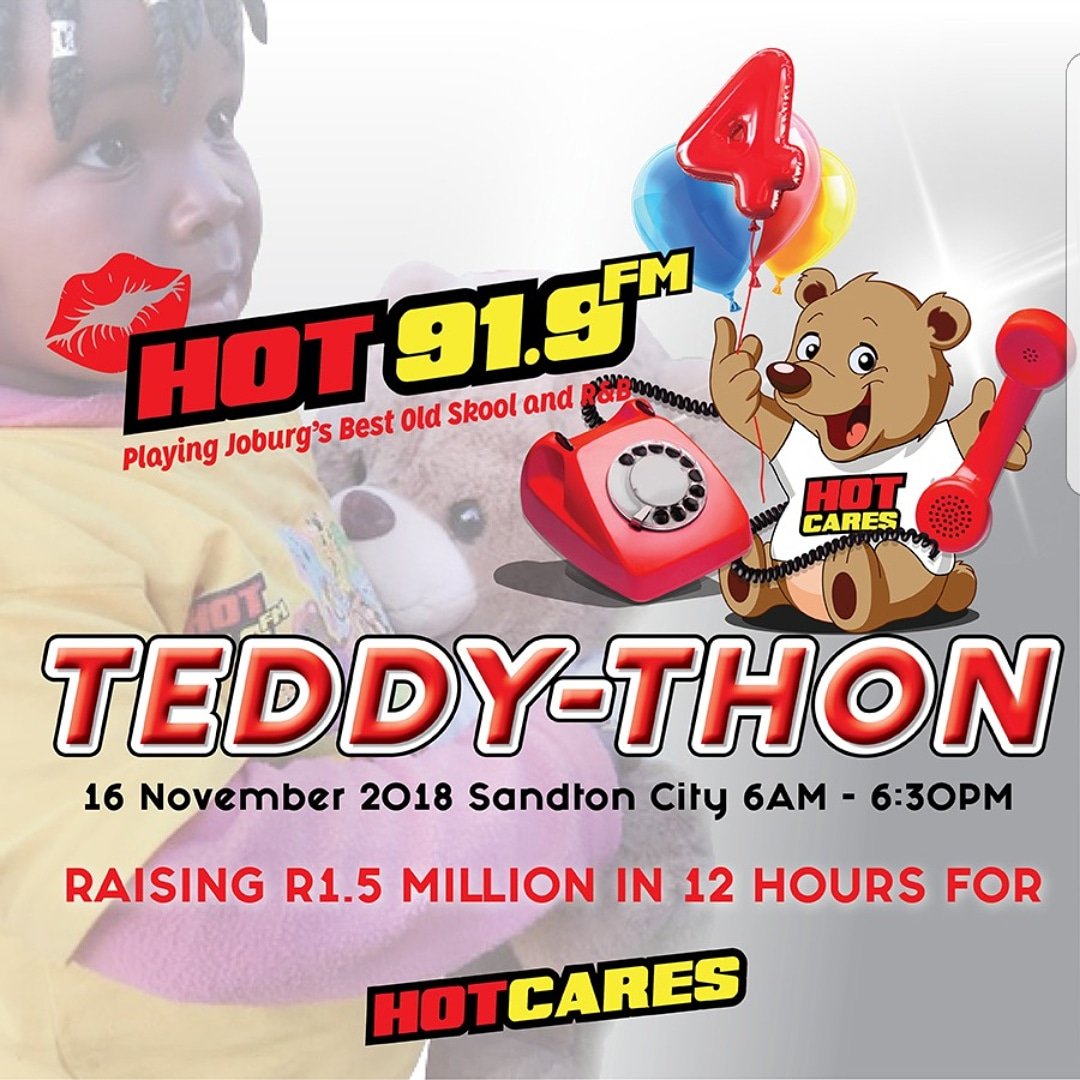 Hot1027FM's tweet photo. A big THANK YOU to Nedbank for donating R100 000 to #HotCares
#TeddyThon2018 #Hot919FM https://t.co/lzHbptcmSM