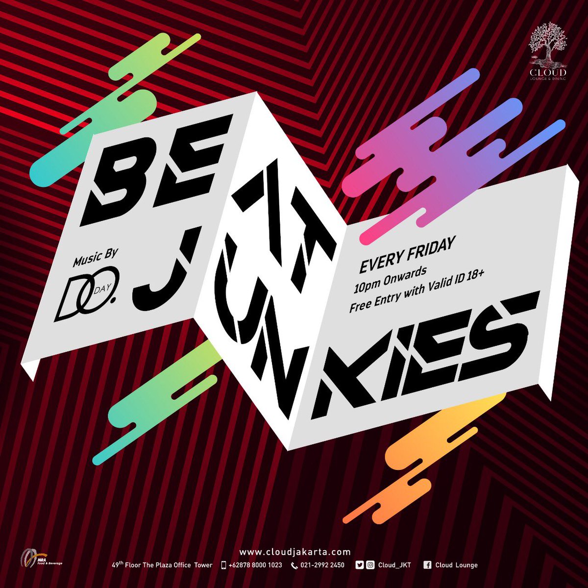 It's finally our favorite day of the work week - Friday!

Let's celebrate with some fun on BEAT JUNKIES tonight!
Catch Doday on the deck 
10pm onwards

Free Entry with valid ID 18+
Info | Rsvp
📞 021 29922450 📱0878 80001023

#CloudJKT #music #jakartanightlife #dj #lounge