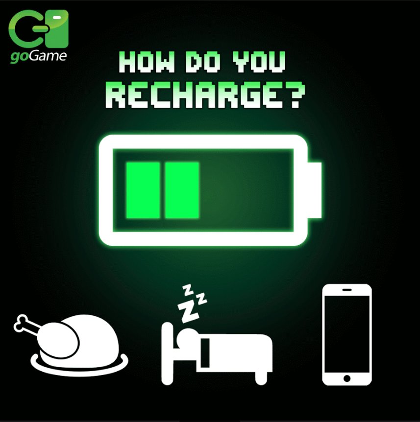 gogame's tweet image. Cheers to the fast-approaching weekend! What's your surefire way to boost your energy in preparation for next week's agenda? Share your ultimate go-to ways to recharge and learn a tip or two from one another, goGetters!

#goGame #goGetters