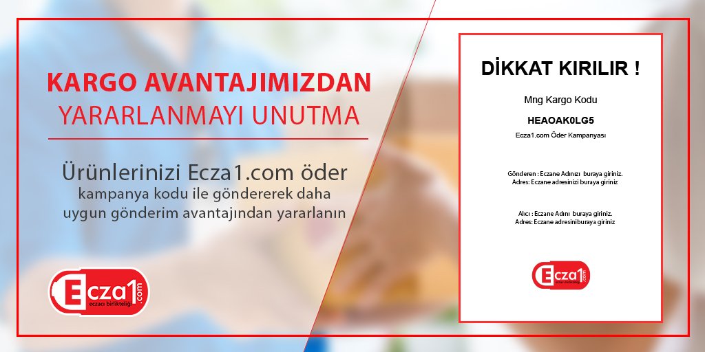 Ecza1com's tweet photo. Ürünlerinizi https://t.co/up1ISVGkDz öder kampanya kodu ile göndererek kargo da fiyat avantajımızdan yararlanın! 
 #ecza1com #eczacıbirlikteligi #pazaryeri #eczacılar #eczacı https://t.co/0F3jptu4GV