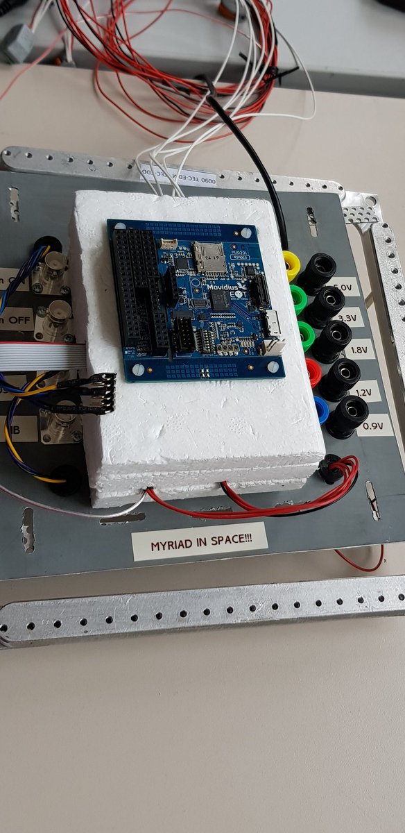 ubotica's tweet photo. Setup in progress @CERN with @esa for @IntelMovidius @Intel_IRL  Myriad2 radiation testing - the most complex chip ever tested for space worthiness 🚀🚀👩‍🚀 https://t.co/KELOspB4tI