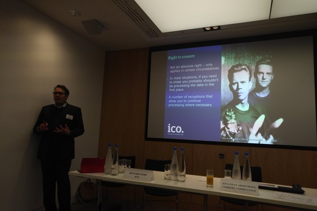 armstrongjp's tweet photo. Great to do a session at #AMLP today with Richard Syers @ICOnews - sometimes you need a cultural reference to help explain #GDPR #amlpforum https://t.co/aqMP1mDJwq