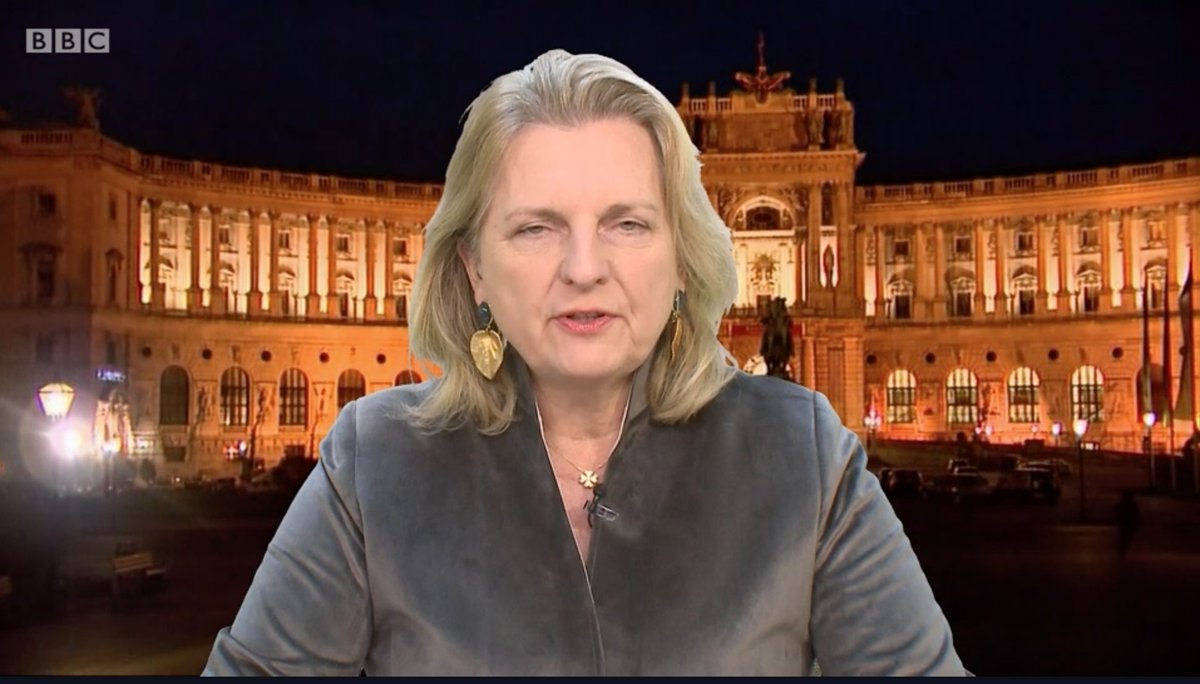 BisonBonasus_'s tweet photo. @AaronBastani @novaramedia Also notable that Newsnight chose Freedom Party-appointed Karin Kneissl for Europe's take? She appeared to be wearing some kind of iron cross around her neck... https://t.co/Iwue34WNDu