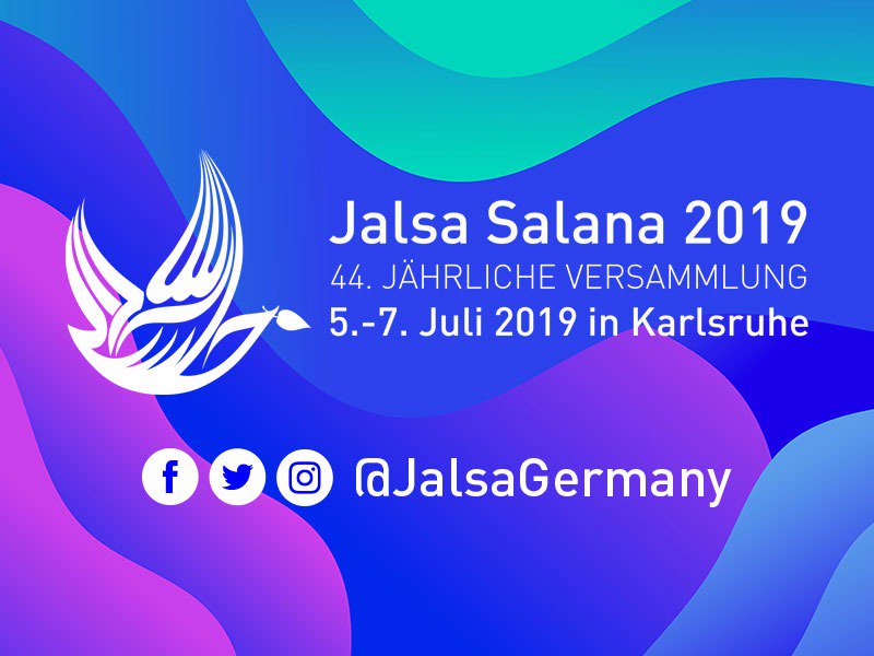 JalsaGermany's tweet image. It is our pleasure to let you know, that the 44th #JalsaGermany will take place on 5-7. July 2019 in Karlsruhe. Insha'Allah. 

Es ist uns eine Freude, Ihnen mitteilen zu können, dass die 44. Jalsa Salana Deutschland am 5-7. Juli 2019 in Karlsruhe stattfinden wird. Insha'Allah.
