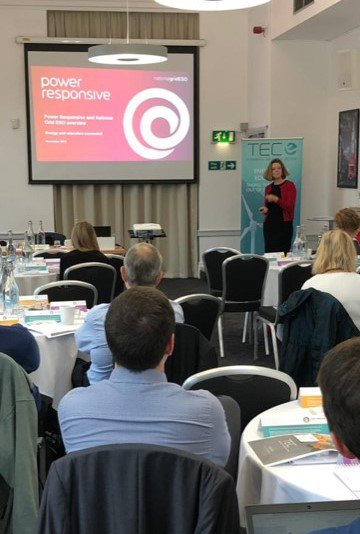 TEC_Connected's tweet photo. Our final workshop and a full house! Newest member of the TEC Team Sarah presenting on demand side response & introducing our Chair @jobutlin @OneParkCrescent #demandsideresponse #powerresponsive #autumnworkshops #london https://t.co/qwDIb1sFfF