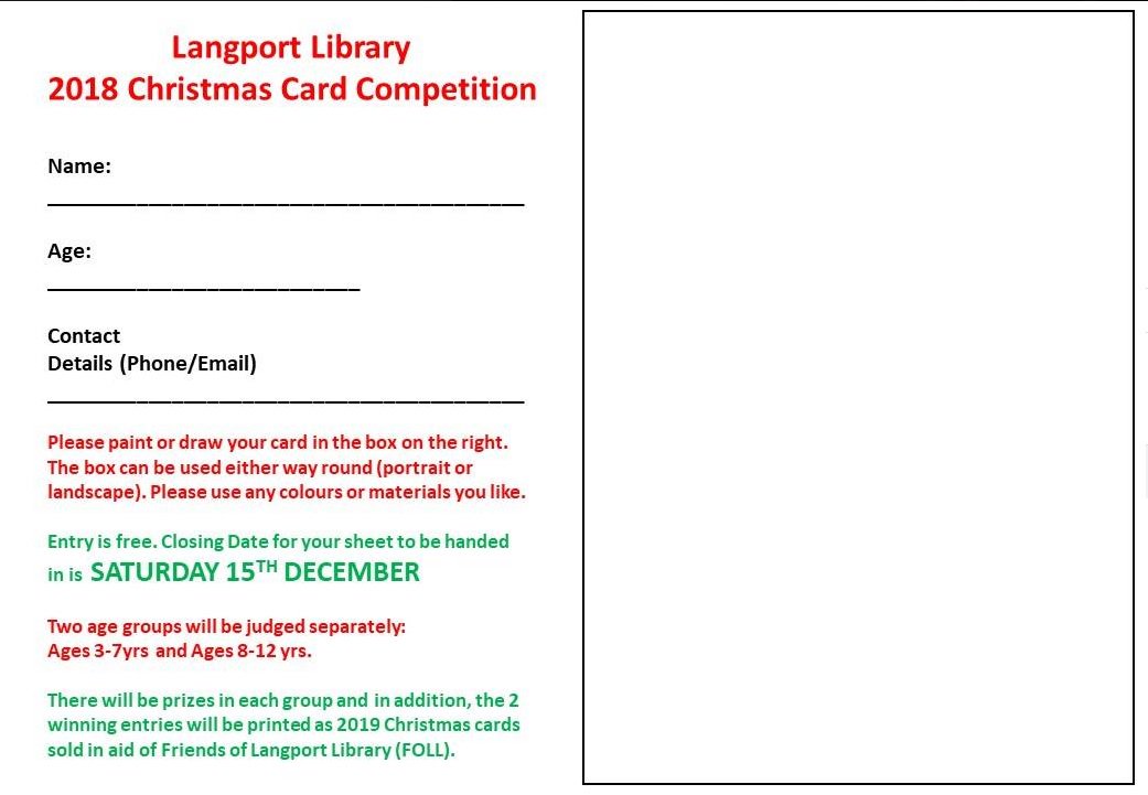 LABGInfo's tweet image. Getting in the Christmas spirit? 🎄🎅 A Christmas Card Competition. How exciting - Pick up a form from the #Langport library. @SomersetLib 
#Langport #WhereItsTo 🎅
