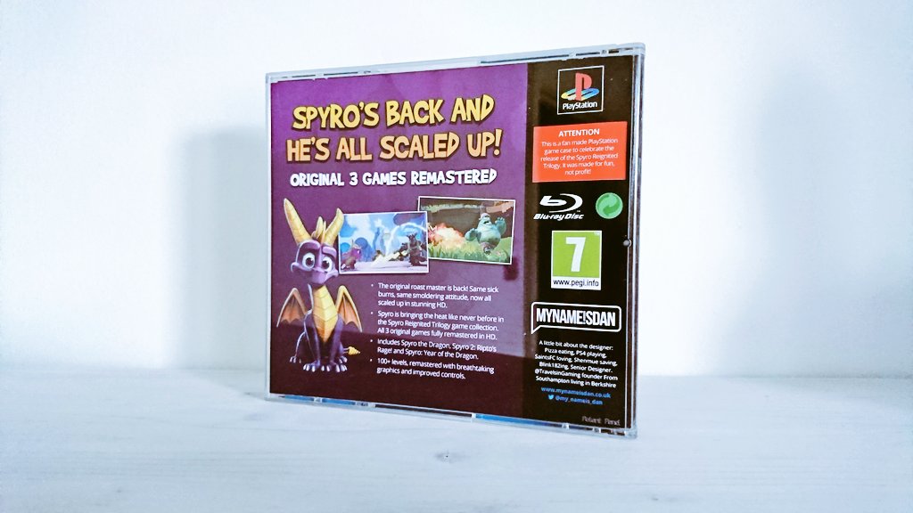 my_nameis_dan's tweet photo. Giveaway time, finally!
RT &amp; Follow for a chance to win a retro #SpyroReignitedTrilogy PSOne style case &amp; copy of the game for PS4! 2x runners up will win just the prints too! Winners will be picked Friday 23rd Nov at 8pm. Good luck 🤞🏻 https://t.co/EA9sdwe2gb