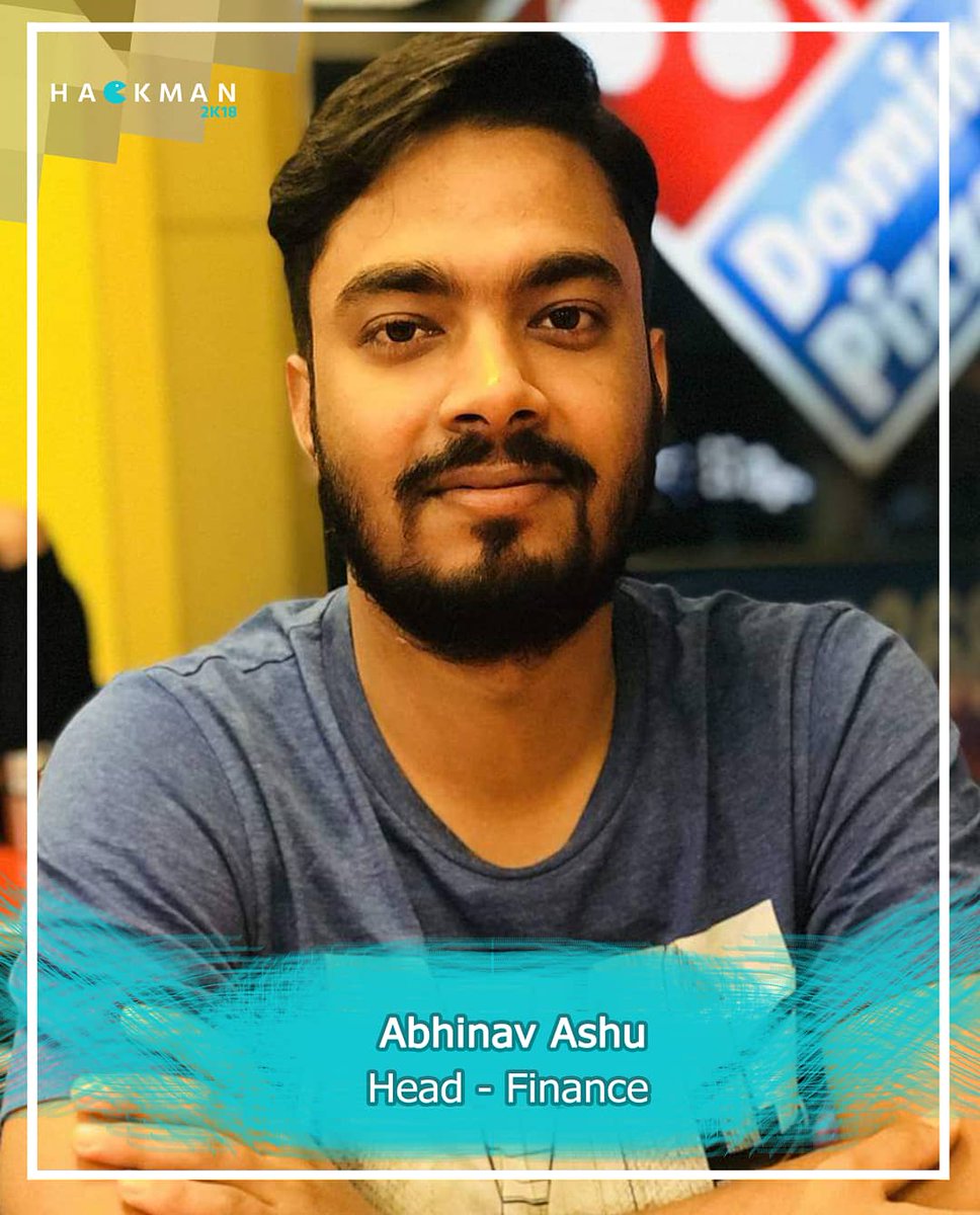 WeAreHackman's tweet photo. MEET THE TEAM
Abhinav Ashu
Head- Finance
#dayanandasagarcollegeofengineering #hackathons #hackman #coder #coding #opentheme #24hrhackathon #hackathon2018 https://t.co/1Ca2PUREbR
