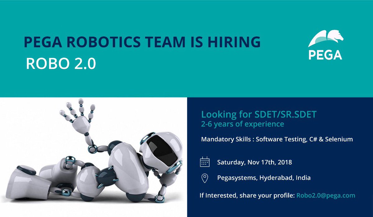 gparcha's tweet photo. Interested in joining a world class organisation working on cutting edge technology? Here’s your chance #lifeatpega #pegarobotics https://t.co/m1kgFmCta8