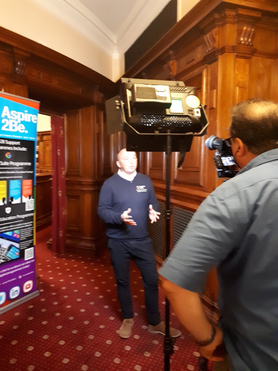 Aspire2Be's tweet photo. Partner @Simonpridham123 giving in-depth interview concerning the current and future state of #edtech in Wales at @nationaledshow. #cardiffcityhall #teachingnetwork #NES18 https://t.co/NcOu4g4rOk