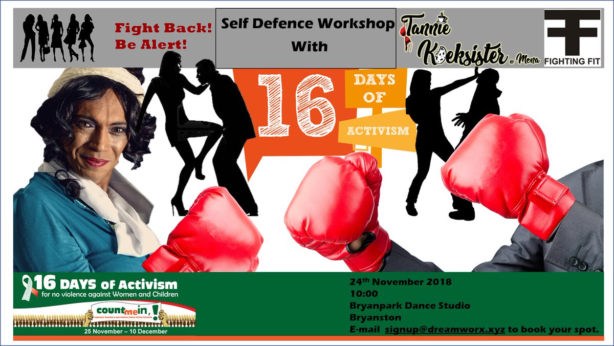 Book now. #selfcareweek Self Defense #16DaysOfActivism  #laughteristhebestmedicine #Satire #Gauteng. <a href="/MonaTannie/">MONA Tannie Koeksister</a>. <a href="/DreamWorxxyz/">Ivette Thorpe</a>