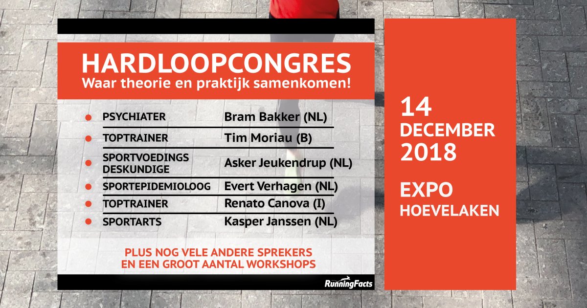 Wat heb je aan hardloopvermogensmeters? Meer gegevens, beter trainen = topprestaties! <a href="/vmegen/">Ron van Megen</a> vertelt er alles over tijdens het hardloopcongres.nl. Ook vele andere sprekers. SCHRIJF JE SNEL IN!

Mogelijk gemaakt door: <a href="/PolarBenelux/">Polar Benelux</a>, <a href="/runnersworldnl/">Runner's World NL</a> en <a href="/RunnersworldNed/">Runnersworld</a>.
