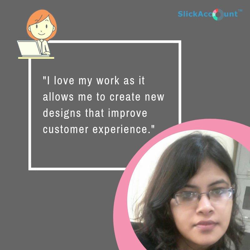 SlickAccount's tweet photo. #SlickAccount treasures every employee. We believe a great employee is like 4 leaf clove, hard to find &amp; lucky to have. #Pragati, a front-end designer at SlickAccount. She is always full of energy &amp; kept herself updated with new tech.Cheers to #SlickAccountTeam https://t.co/VWY59eXSGk