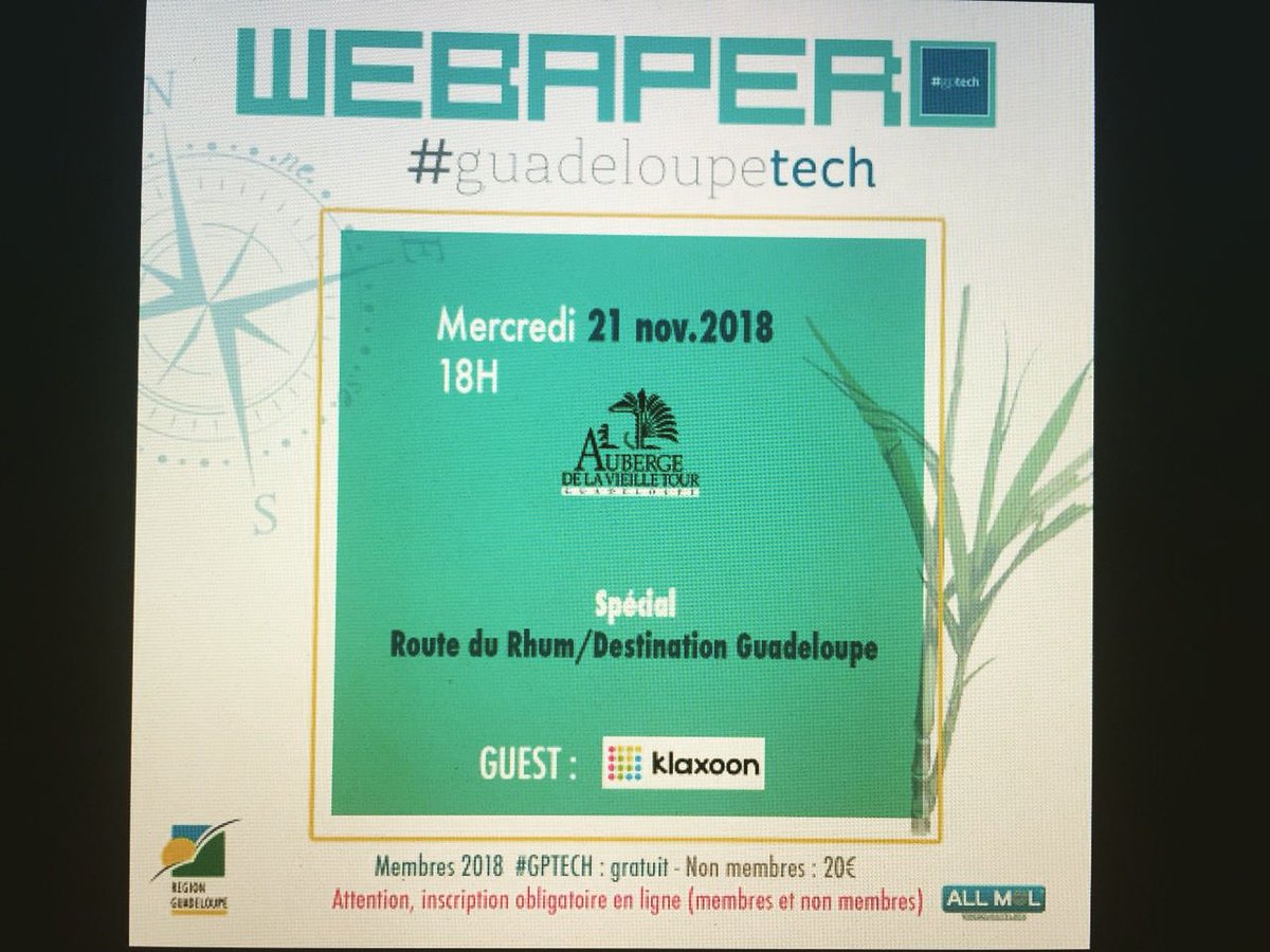 GuadeloupeTech's tweet photo. #Digital #Business #Talk #Guadeloupetech quand la communauté #tech de #Bretagne rencontre la communauté #tech de #Guadeloupe. Inscrivez vous vite sur #allmol 😊#web #Digital #startup #innovation Merci a #niji @matthieubeucher #Klaxoon @CRGuadeloupe @aubergedelavieilletour https://t.co/gPWrOWhrHE