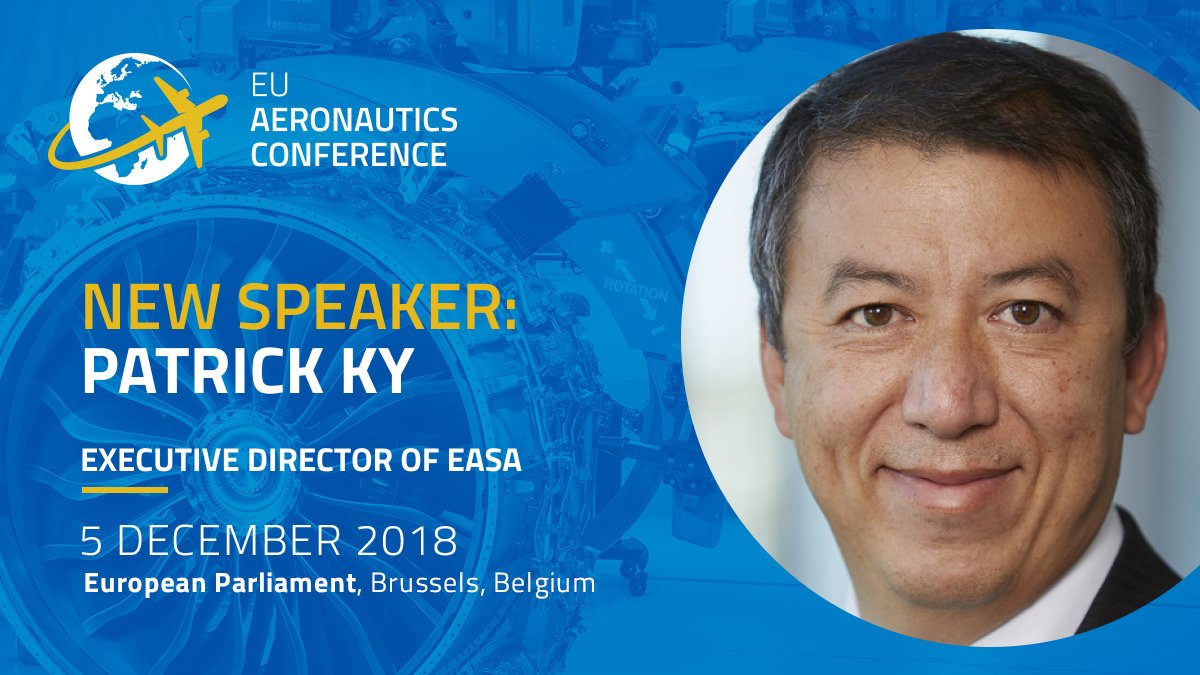 #EUAERO18 SPEAKER ANNOUNCEMENT: Patrick Ky, Executive Director of @EASA, will speak at the 4th #EU Aeronautics Conference, hosted by @MHohlmeier with the support of @ASDEurope, that will take place on 5 December 2018 at @Europarl_EN. #Aeronautics #Digitalisation