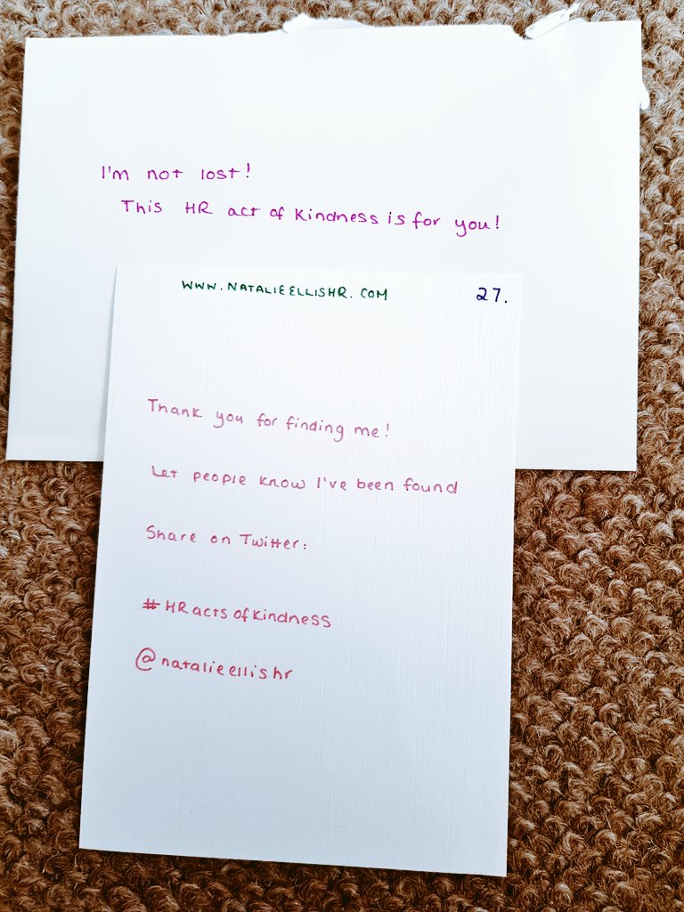 Camica_BF's tweet photo. Thank you very much for my #HRactsofkindness note @NatalieEllisHR! I am going to stick it up in the office at work π€ #cipdACE #CIPDACE18 #number27 #KindnessMatters https://t.co/mYELewo6WC
