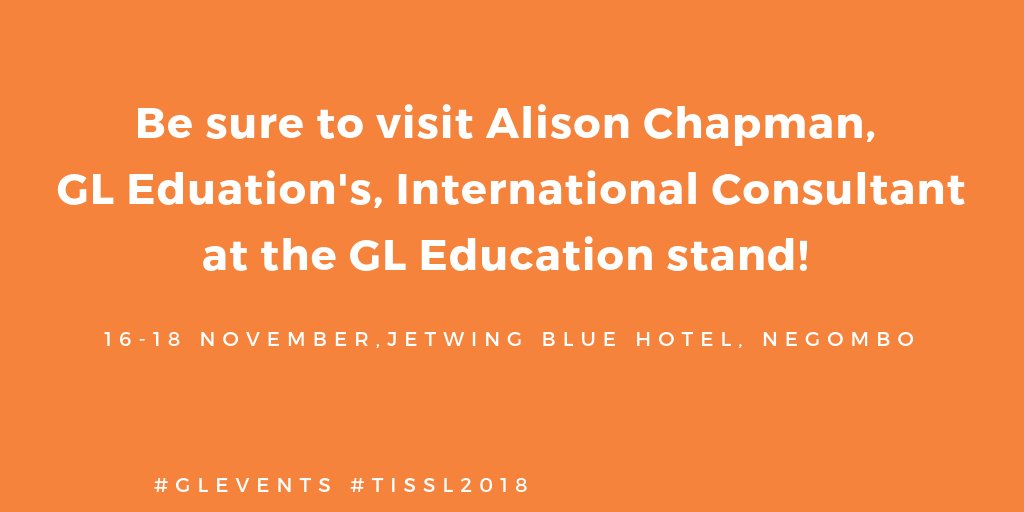 GL_Education's tweet photo. Alison is ready and waiting for you on the GL Education stand at The International Schools of Sri Lanka Annual Conference over the next two days! #glevents #tissl #srilanka https://t.co/nXx1a7lVMq https://t.co/hZIKZMcbmm
