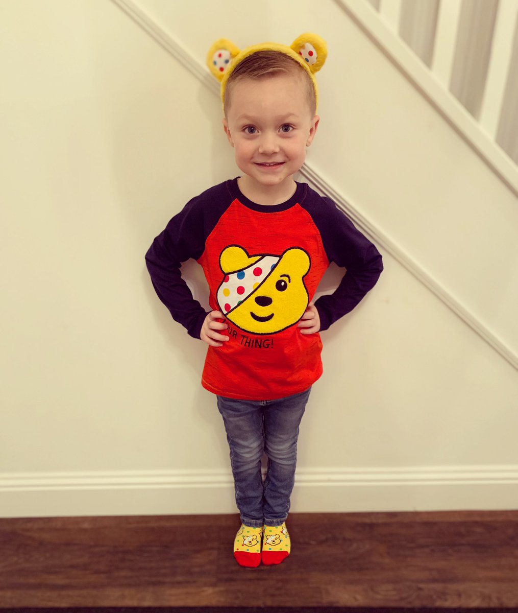 Ryan all set for Children In Need day at school 💛❤️💙💚 <a href="/mvpglasgow/">Mount Vernon Primary</a>